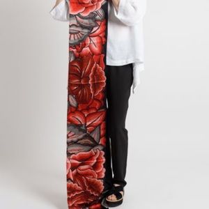 EUC like new beautiful Pineda covalin long silk poncho in red (Istmo). One size
